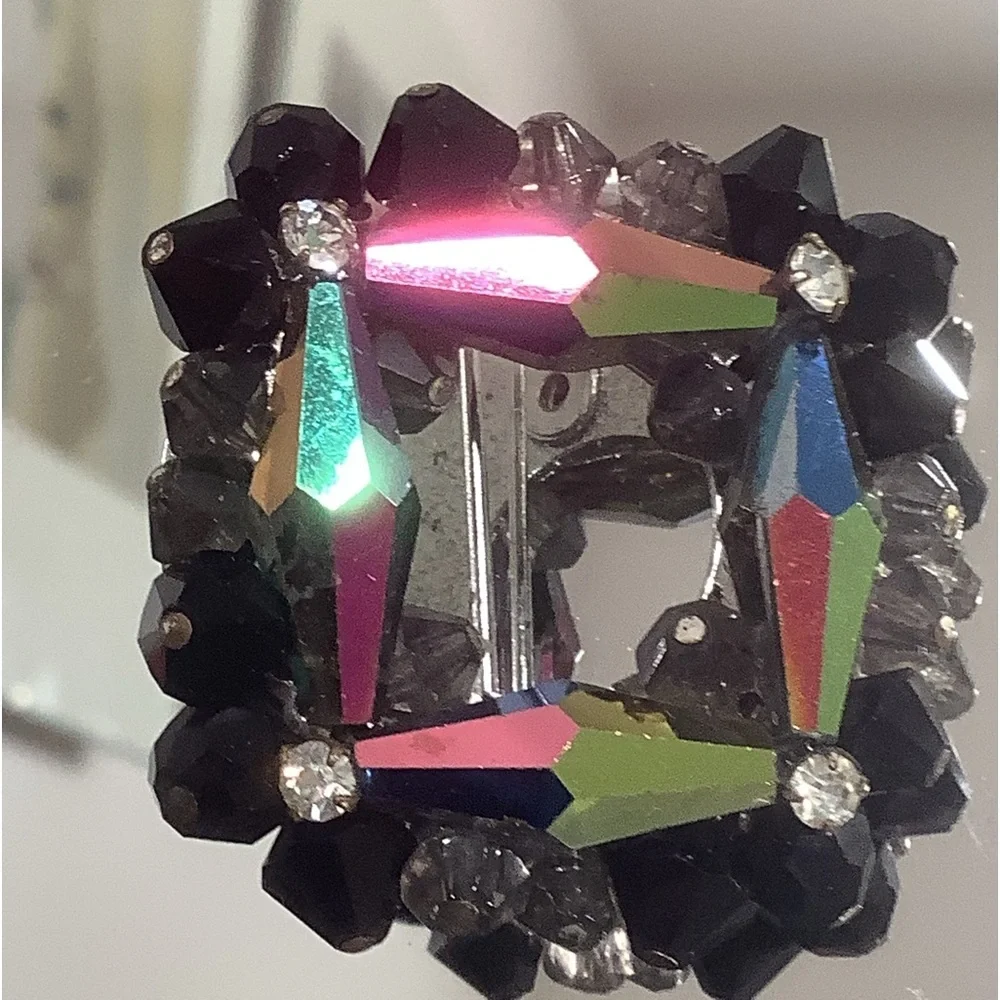 Square Black/Multicolor Brooch